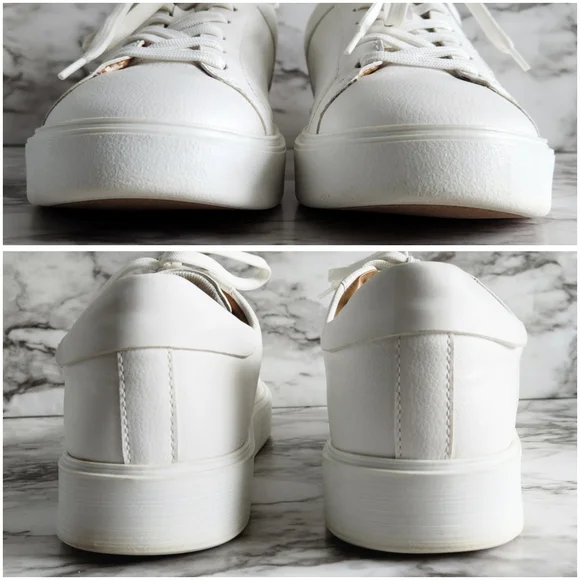 Zara White Monochrome Casual Lace-Up Sneakers, EU Size 40=US Size 10 - Picture 7 of 16